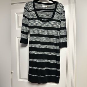 Calvin Klein black/white/grey sweater dress size M